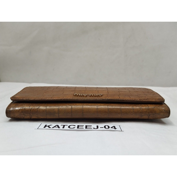 Miu Miu Brown Leather Crocodile Embossed Credit Card Bifold Wallet - Picture 6 of 16